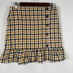 Stylish Checkered Skirt with Ruffle Hem NWT‎